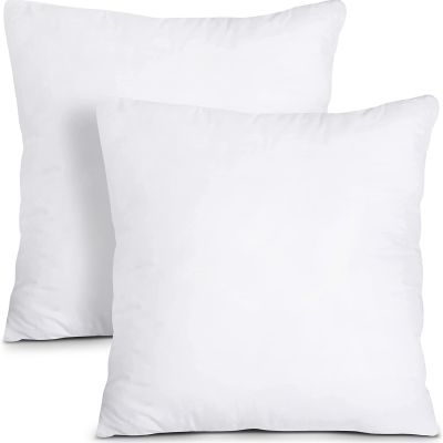 Keeble Outlets Throw Pillow Inserts – White, 18 x 18 inches, Set of 2 – Indoor Decorative Pillow – Square Pillow Inserts for Couch, Sofa, Bed and Chair