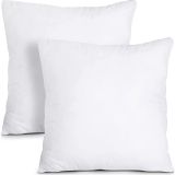 Keeble Outlets Throw Pillow Inserts - White, 18 x 18 inches, Set of 2 – Indoor Decorative Pillow - Square Pillow Inserts for Couch, Sofa, Bed and Chair