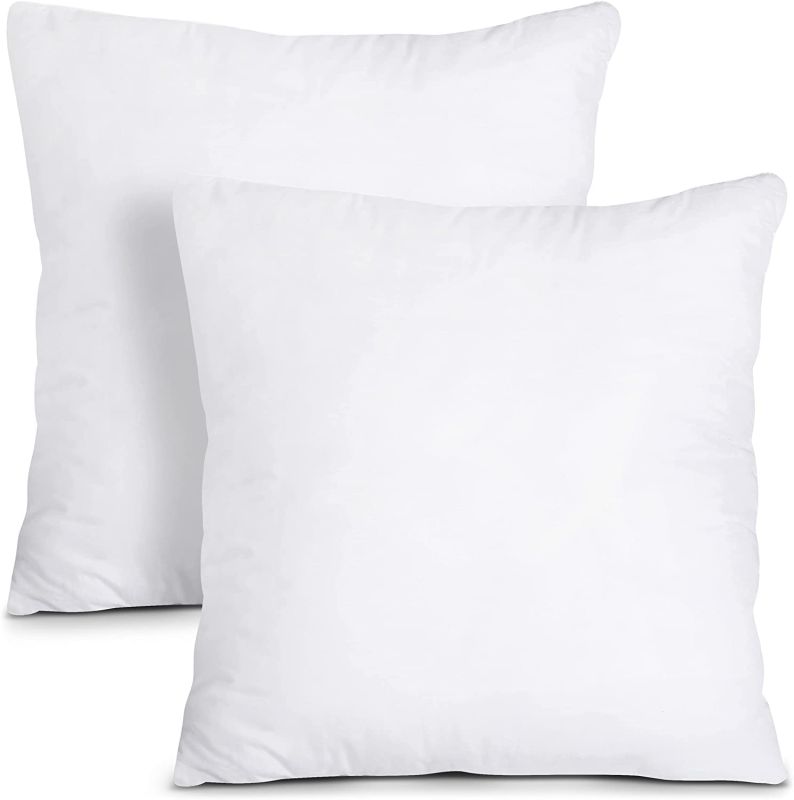 Keeble Outlets Throw Pillow Inserts - White, 18 x 18 inches, Set of 2 – Indoor Decorative Pillow - Square Pillow Inserts for Couch, Sofa, Bed and Chair