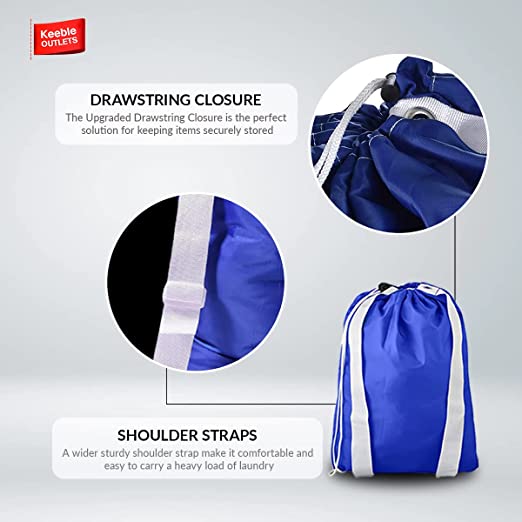 Heavy Duty Travel Laundry bag blue XL (30*40) with straps, Nylon Material, Locking Drawstring, Durable and washable, Extra large bag, Rip and Tear Resistant ,Mesh bag dirty Cloth Organizer