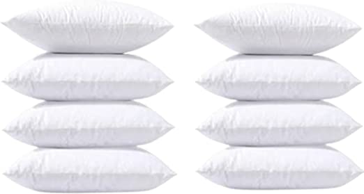 Set of 8 18?18 Pillow Inserts | Hypoallergenic Couch Pillow Stuffing, Couch Cover, Decorative Throw Pillows for Bed, Sofa & Outdoor | Washable, White Reusable Cushion Inserts for Couch & Living Room