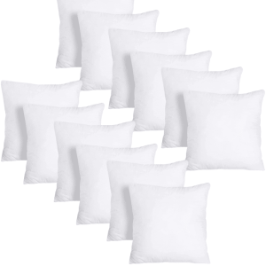 Set of 12 18×18 Pillow Inserts | Hypoallergenic Couch Pillow Stuffing, Couch Cover, Decorative Throw Pillows for Bed, Sofa & Outdoor | Washable, White Reusable Cushion Inserts for Couch & Living Room